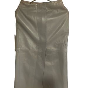 Midi length leather skirt